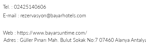 Bayar Sun Time Hotel telefon numaralar, faks, e-mail, posta adresi ve iletiim bilgileri